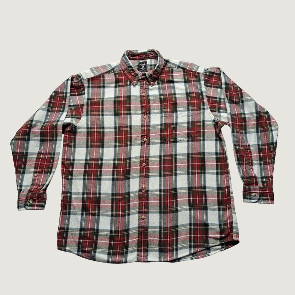 RedHead Flannel Shirt Mens XL Red White Plaid Excellent Long Sleeve Cotton